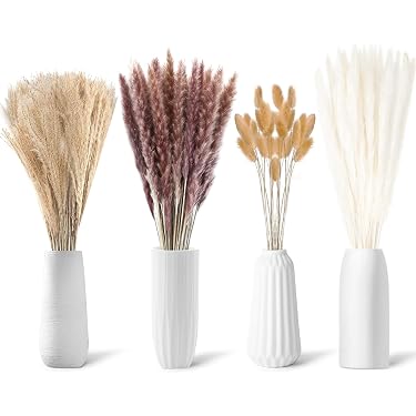 Bouquet Fleurs Séchées Pampa XXL 100cm - 12 Tiges + 10 Fleurs Dorées | Décoration Bohème Maison Et Mariage