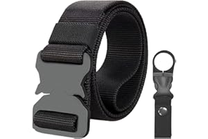 SKHAOVS Gürtel Herren, Schwarz Verstellbarer Schnellverschluss Metallschnalle Tactical Rigger Gürtel mit Wasserkocher-Schnalle, Unisex Canvasgürtel für Outdoor Arbeit Reisen Camping Wandern
