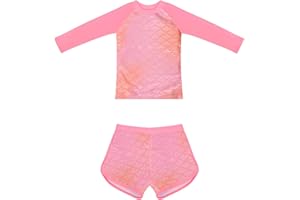 POWER FLOWER Maillots de Bain à Manches Longues Sets Rashguard Maillot de Bain Protection Solaire Vêtements de Plage pour Filles de 2 à 12 Ans