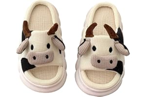Adisputent Kuh Hausschuhe Flaumig Damen Herren Cow Slippers Plüsch Pantoffeln Tiere Niedliche Cartoon Hauspantoffeln Winter Kuschelige Warme Schuhe Indoor Mädchen Frauen