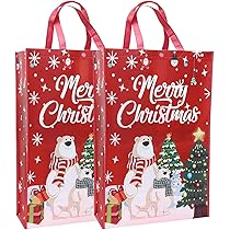 Dienrx Christmas Gift Bags, 5Pcs Extra Large Bags Large Christmas Tote Bags Handles Reusable Non Woven Gift Bags Shopping Bags Christmas Gifts Wrappin