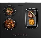 Cecotec Bolero Squad IH 4200 FullFlex ShieldGlass 2-Zone Induction Plate with Integrated Hood 60 cm 7200W, 9 Levels, Booster,