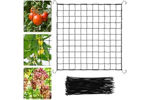HGRGHH Scrog Netz 120 x 120 cm, Wachsen Zelt Netz, Elastische Grow Netz Garten, Growzelt Pflanzennetz mit 4 S-Haken und 100 Nylon-Kabelbinder, Ranknetz für Kletterpflanzen, Gemüse Früchte und Blumen