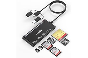 ROCKETEK Lector de Tarjetas Multi para Tarjetas SD, CF, XD, Micro SD, MS, Adaptador de Lector de Tarjetas de Memoria 7 en 3 para iPhone 16/iPhone 15/iPad/MacBook/Samsung, para Windows,Mac OSiOS,Linux,Android