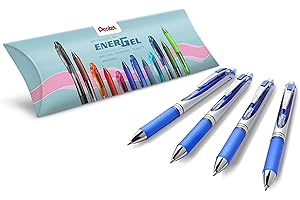 ‎PENTEL Pentel BL77-CO EnerGel Liquid Gel-Tintenroller - Set bestehend aus 4 Stück Gel-Roller, blau, 0.7 ball = 0.35 mm Strichstärke, 1 Stück (4er Pack)