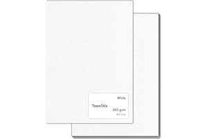 TOWNSTIX 60 Pezzi, 180gr - Cartoncini Bianchi, Fogli A4 Cartoncino Bianco per Stampante - 297 x 210 mm