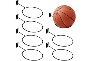 YOYIAG Lot de 6 supports de balle muraux de basket-ball : support de balle en métal noir support mural pour ballon de football de rugby volleyball de football