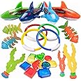 AM ANNA 26 PCS Diving Toy for Pool Use Underwater Swimming/Diving Pool Toy Rings, Toypedo Bandits,Stringy Octopus and Diving Fish with Under Water Treasures Gift Set Bundle