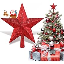 Cimier De Sapin De Noel Verre Décoré Rouge Or | Vente En Ligne Sur