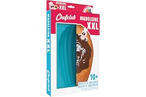 CHEFCLUB KIDS - Moule à Madeleine Géante XXL 26 cm - Cuisine et Maison - Recettes Exclusive - Moule en Silicone avec un Ebook - Pour les Petits et les Grands Gourmands- Bleu