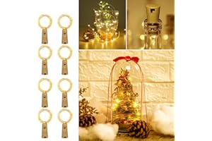 LIGHTING EVER LE Luces de Botella de Vino Cobre, 2m 20LEDs Guirnaldas Luces Blanco Cálido con Pilas, Cadena de Luces Decorativas para Romántico Boda, Navidad, Fiesta, Hogar, Exterior, Jardín, etc. 【Paquete de 8】