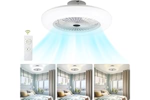 Tubiaz Ventilatore a Soffitto con Lampada 80W, LED Fan Light Velocità del Vento e Temperatura del Colore Regolabili, Lampada da Soffitto con Ventilatore con Telecomando 3000-6500K (Ø 55CM)