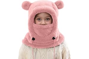 NMSLCNM Cagoule Unisexe Garcon Fille 3-10 Ans Bonnet Écharpe Enfant Hiver Chaud Epais Mignon Protection d'oreilles Écharpe Chapeau Cape Thermique Chapeau