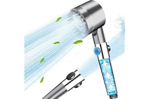 NALIKOSTY Głowica prysznicowa z filtrem, oszczędność wody, wysokociśnieniowa, deszczownica wysokociśnieniowa, słuchawka do masażu z 3 + 1 rodzajami strumienia, słuchawka prysznicowa z funkcją stopu