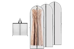 Yitriden 3 Stück Kleidersack Lang 180 cm x 60 cm, Hochwertige Kleidersäcke mit Reißverschluss, Faltbare Atmungsaktive Kleidersack für Brautkleider Abendkleider Lange Mäntel, Weiß