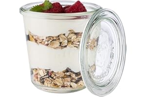 APS Juego 6 Vasos Originales WECK 290 ml con Tapa - Ø 9 cm/Altura 9 cm/Forma de dintel