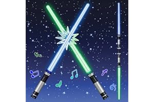 LACETS Sabre Laser pour Enfants, 2 Pièces Duel Lightsaber Sabre Laser Lumineux Sabres Laser Télescopiques avec Lumière et Son, pour Noël Halloween Cosplay Fête d'anniversaire Cadeaux