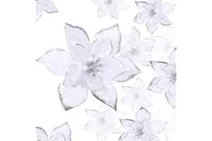 WILLBOND 24 Stück 3 Größen Glitzer Weihnachtsblumen Künstliche Weihnachtsstern Blumen Weihnachtsbaum Blumenschmuck Ornamente für Weihnachtsbaum Neujahr Hochzeit (3,2/4/6 Zoll, Weiß)