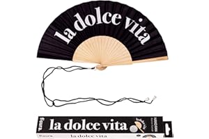 Fisura – Oryginalny wachlarz z napisem “dolce vita”, nowoczesny i stylowy. Drewniany model w eleganckim czarnym kolorze. Zawiera praktyczny uchwyt do zawieszenia. Wymiary: 42,5 x 23 cm