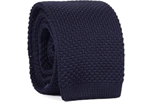 CRAVATESLIM Cravate Tricot Homme Unie ou Rayée - Cravate fine Tricotée style Maille - Longueur 148cm, Cravate slim coupe moderne Largeur 6cm à la pointe - Accessoire de Mode pour Chemise