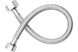 LEADAHEAD Flexible Pipe Contectors 1/2" x 3/4" BSP Fitting 40cm Long Stainless Steel Braided Hose Pipes Tail Plumber Flexible Hose DIY Repalcement for Bathroom Kitchen Boiler（Only 1 Pipe