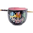 Silver Buffalo Power Puff Girls Trio Boxed Ceramic Ramen Bowl with Chopsticks, 20 Ounces