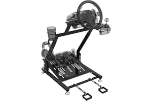 VTUIFBT Racing Wheel Stand, Adjustable Steering Wheel Stand, Foldable Racing Stand with Cup & Headphone Holder Compatible with Logitech G920 G29 G27 G25 Compatible with Thrustmaster T248X T248 T300RS T150 458