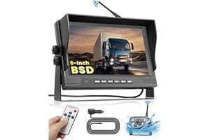 Ohradio Kit de Cámara de Retroceso Inalámbrica con Pantalla IPS de 9 Pulgadas, Anti-interferencia, Resistente al Agua IP68 Visión Nocturna IR, con 1 Cámara, con BSD, Grabación en Bucle, 12-36V