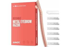 ZOMCHI Cuchilla Facial Mujer - Ojillas para Cejas y Dermaplaning Facial Tool - con 6 Cuchillas - Oro Rosa