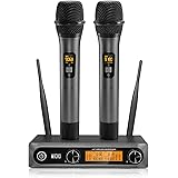 TONOR Wireless Microphone，Metal Dual Professional UHF Cordless Dynamic Mic Handheld Microphone System for Home Karaoke, Meeti
