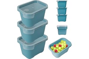 Mypicompany. Tapers para Comida hermetico, 3 Piezas de 1000 ml. Envases para Alimentos Aptos para Microondas y Lavavajillas. Taper Plastico Color Azul.