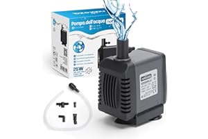 Nobleza- Bomba Sumergible (25W 1200L/H) Bomba de Repuesto para Fuentes para Mascotas, acuarios, peceras, estanques, con Accesorios