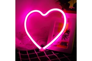 BRINGLUCK2U Panneau néon en forme de cœur rose avec 3 piles AA ou USB, pour chambre de fille, dortoir, anniversaire de mariage, Saint-Valentin, fête des mères, anniversaire, décoration d'intérieur
