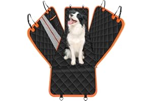 JR JUMIAR Dog Car Seat Cover, 5 Layers Back Seat Cover Ultimate Waterproof with Mesh Visual Window, Non Slip & Scratch-Proof Dog Hammock with Storage Pocket Universal Fit for Trucks, Cars, SUVs