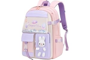 LANSHIYA Kawaii Backpack for School Girls Bunny Backpack Kids Casual Bookbag Cute Outdoor Daypack