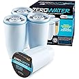 ZeroWater Replacement Water Filter Cartridges, 5 Stage Filtration System Reduces Fluoride, Chlorine, Lead and Chromium, 4 x Filter