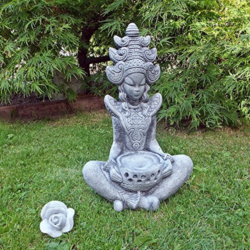 Stein BUDDHA Feng-Shui Steinfigur massiv Skulptur Garten Deko Frostfrei H-42 cm KOI massiver Steinguss