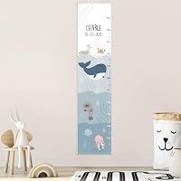 Dida Toise Murale En Bois Animaux Marins - Mesure Jusqu'à 150 Cm Pour Chambre D'Enfant