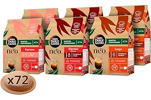 ‎Nescafé Dolce Gusto NEO Multi Variété Espresso, Lungo, Espresso Intenso - 72 dosettes de café compostables à base de papier (6 boîtes de 12 dosettes)