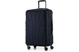Mittelgroßer Hartschalenkoffer, TSA, 4 Rollen, Koffer, Trolley, Rollkoffer, Reisekoffer, Volumenerweiterung, 65 cm, 74 Liter, Dunkelblau