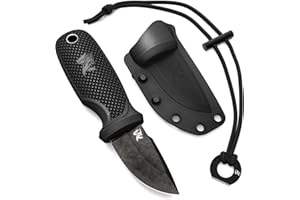 ODENWOLF W-MINI Couteau de cou D2 – Mini couteau EDC lame fixe avec étui + allume-feu – Couteau de survie compact – Idéal bushcraft, randonnée, outdoor