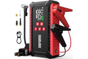 OGORI NEW Booster Batterie Voiture 6000A,Demarreur Batterie Voiture,12V Démarreur de Voiture(8.0L Diesel/10.0L Gaz),Jump Starter Portable avec Compresseur Voiture, lumière LED,Pince Intelligente avec Écran