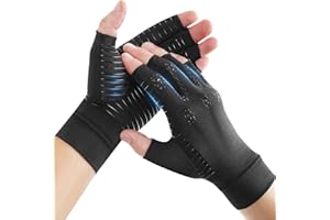 Donfri Gants de compression en cuivre pour femmes et hommes, gants sans doigts pour soulager la douleur du canal carpien, support pour la main, attelle pour le poignet (M)