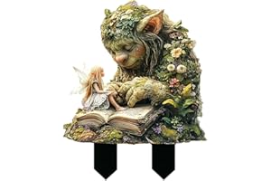 FAINCA Figuras Jardin Exterior Decoración Material Acrílico Adornos Jardin Exterior Columna Decorativa con Libros Cuentos Hadas para Terraza Balcón Macetas Halloween Año Nuevo