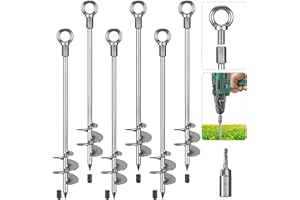 Insaga Tent Peg, 76cm Heavy Duty Ground Anchor Large Metal Earth Stake Spiral Blade Screw in Trampolines Spike for Swing Set/Camping/Shed/Dog/Carport with Fixed Eyelet, 6 Pack