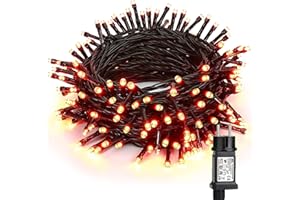 BrizLabs Otoño Decoracion Guirnalda Luces, 82ft/25m 200 LED Naranja Halloween Cadena Luces Jardín 8 Modos Impermeable Luces Led Exterior Interior Navidad Decoración for Bodas Fiestas DIY Thanksgiving