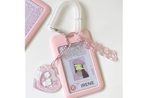 runrayay Acryl KPOP Photo Card Holder 3 Pulgadas Tarjeta de crédito ID Tarjeta bancaria Tarjeta de autobús Tarjeta de Estudiante Colgante de Llave Tarjeta de Estudiante Colgante de la Insignia (A)