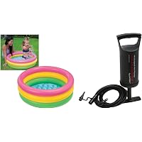 Intex Sunset Glow Baby Pool, Multi Color & High Output Air Balloon Pump, Multi Color
