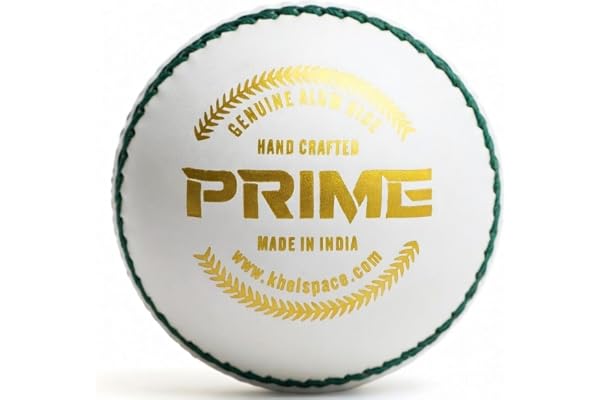 KHELSPACE KS Prime White Leather Cricket Ball for Practice & Training Entry-Level, Hand-Stitched, Durable Core, Ideal for Nets, Coaching & School Matches