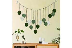 FUNVALLEY SURPERFECT Macrame Wall Hanging, Large Macrame Leaves Tapestry, Hanging Prints Photo Board,Wall Decoration Boho for Nursery Bedroom Living Room Home Decor,120 x 75 cm